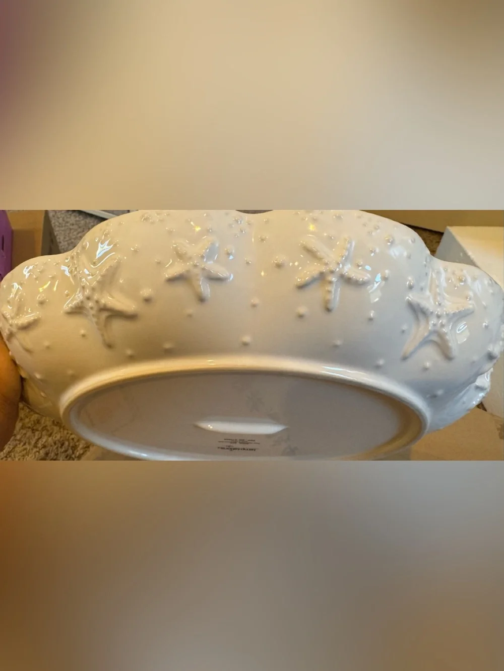 Temp-Tations White Starfish Embossed Serving Bowl